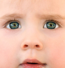 Fototapeta premium baby face close-up picture, soft skin and impressive eyes