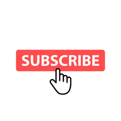 Subscribe button icon. Vector illustration. Cursor. Video. Social Media.