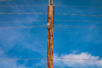 Telephone Pole With Light Sky