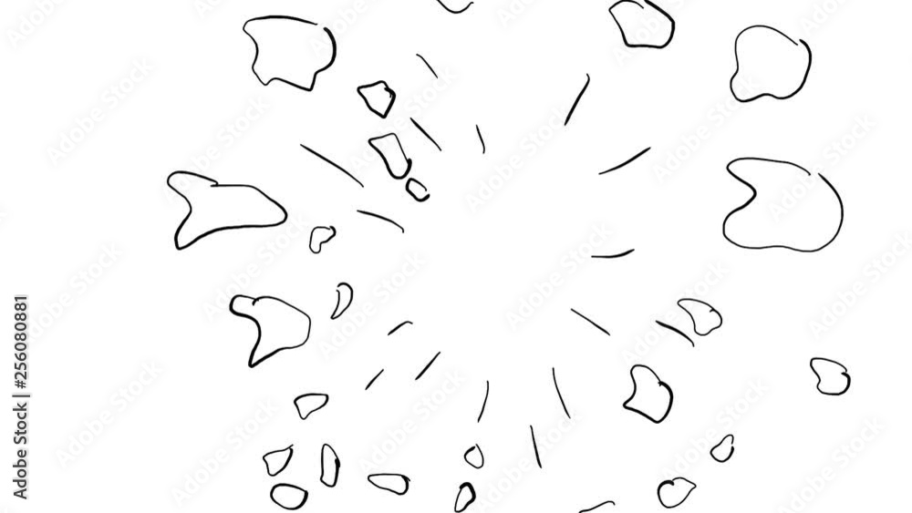 Poster 2d animation motion graphics of a drawing of a male businessman head exploding shatter blowing in bi