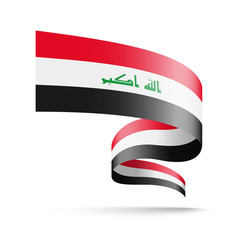 Iraq flag in the form of wave ribbon.