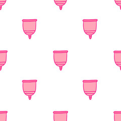 menstrual cup seamless doodle pattern