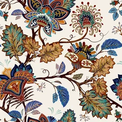 Gordijnen Vintage seamless pattern. Flowers background in provence style. Stylized climbing flowers. Decorative ornament backdrop for fabric, textile, wrapping paper, card, invitation, wallpaper, web © sunny_lion