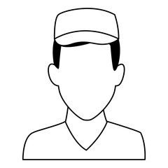 Courier delivery profession avatar in black and white