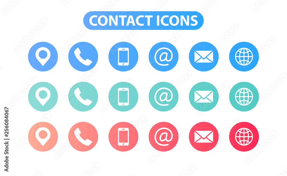 Aufkleber set of contact us web icons in line style. web and mobile icon. chat, support, message, phone. vecto