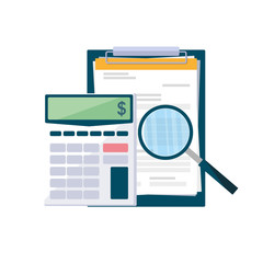 office supplies with calculator and set items