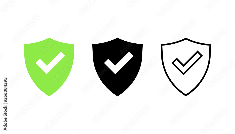 Poster approved icons set. profile verification. accept badge. quality icon. check mark. sticker with tick.