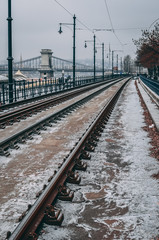 Fototapeta premium snow train tracks 2