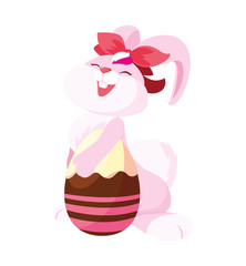cute rabbit easter female with egg painted