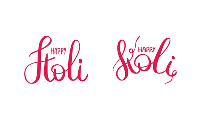 Obraz premium Happy Holi. Festival of Colours. Phagwah. Annual Hindu Spring Festival. Celebrated in India and Nepal and other Asia. Beautiful handwritten lettering on a color bright background. Vector illustration