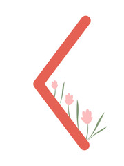 Fleece Scandinavia. Vector illustration of keno rune kenaz . The symbol of the letter Futhark. Spiritual esoteric. Fleece with leaves and flowers - obrazy, fototapety, plakaty