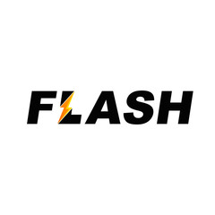 Flash Text Font Logo With Lightning Symbol