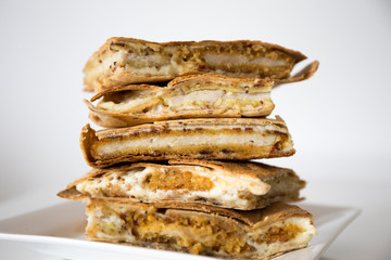 Chicken schnitzel wrap sandwich stack