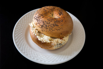 Bagels and Cream Cheese on the table