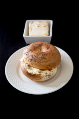 Bagels and Cream Cheese on the table