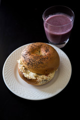 Bagels and Cream Cheese on the table