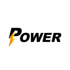 Power Text Font Logo With Lightning Symbol