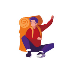 adventurous man with travelbag