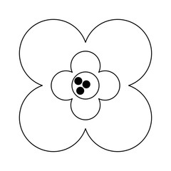 Beautiful flower cartoon isolated black and white