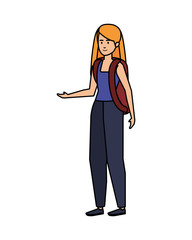 beautiful woman with schoolbag avatar character