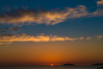 Last rays of sun in the atlantic ocean