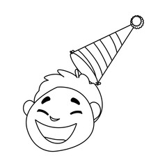 cute happy boy head with birthday hat