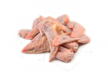 Fresh raw chicken wings isolated on white background