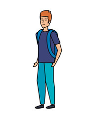 Obraz premium young man with travelbag avatar character