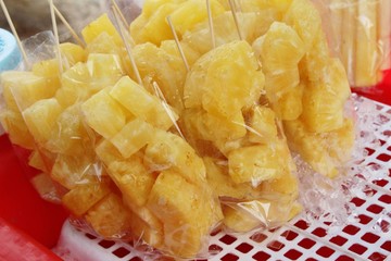 Fresh pineapple is delicious in street food