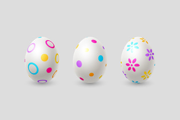 Vector Easter eggs in realistic 3d style. Isolated on white, decorative elements for Easter holiday design.