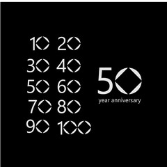 50 Year Anniversary Set Vector Template Design Illustration