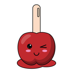 Caramel apple stick candy kawaii cartoon