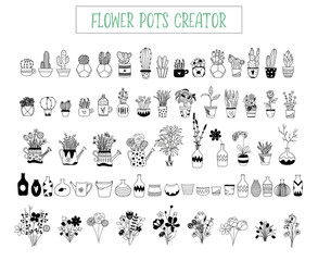 Flowers and pots - 256090849