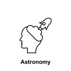 Head, creative, rocket icon. Element of creative thinkin icon witn name. Thin line icon for website design and development, app development. Premium icon