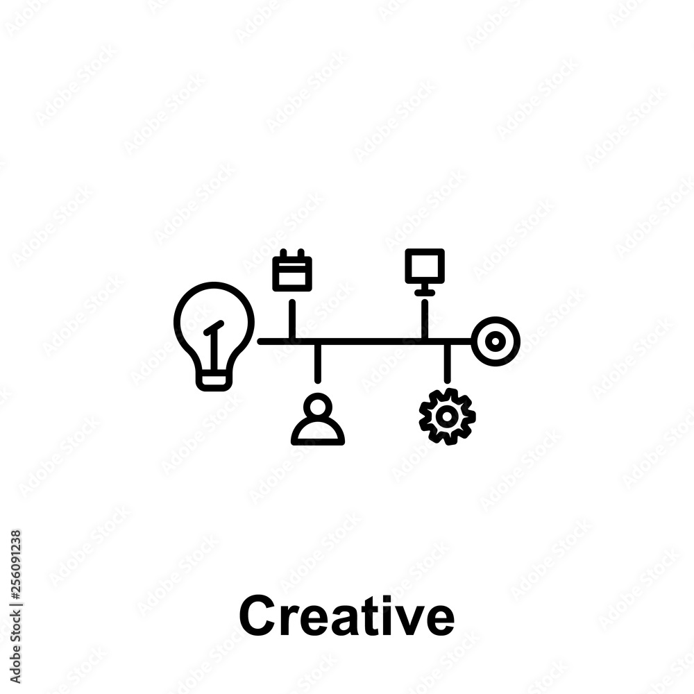 Poster process, goal, bulb icon. element of creative thinkin icon witn name. thin line icon for website des