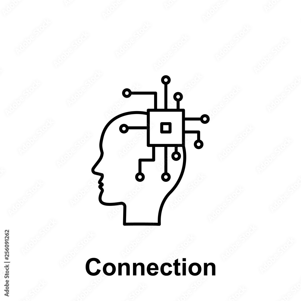 Poster ai, brain, cpu icon. element of creative thinkin icon witn name. thin line icon for website design a