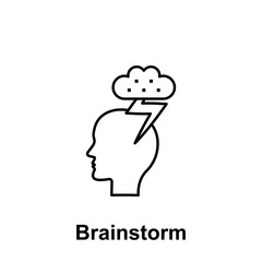 Head, cloud, thunder icon. Element of creative thinkin icon witn name. Thin line icon for website design and development, app development. Premium icon