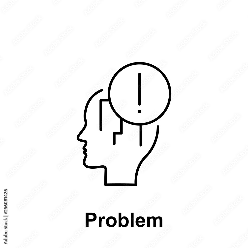 Poster panic, exclamation, head icon. element of creative thinkin icon witn name. thin line icon for websit