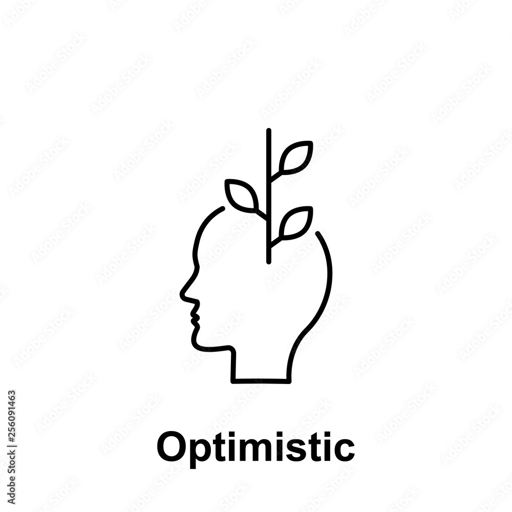 Poster flower, optimistic, head icon. element of creative thinkin icon witn name. thin line icon for websit