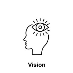 Eye, view, brain icon. Element of creative thinkin icon witn name. Thin line icon for website design and development, app development. Premium icon