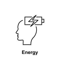 Energy, brain, recharge icon. Element of creative thinkin icon witn name. Thin line icon for website design and development, app development. Premium icon