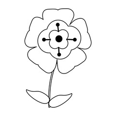 Beautiful flower cartoon isolated black and white