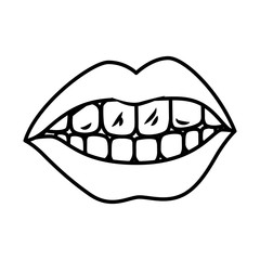 female mouth isolated icon