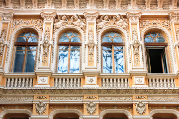 Fototapeta na wymiar Baroque renaissance building facade exterior in a central street