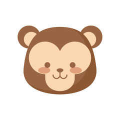 head of cute monkey animal character