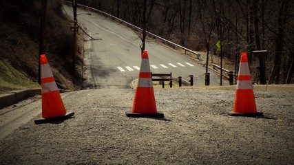 traffic cones on road