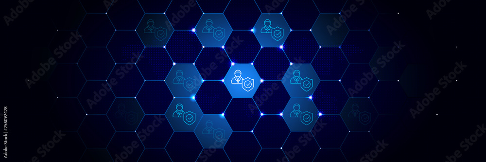 Poster audit, officer icon from general data project set in the technological