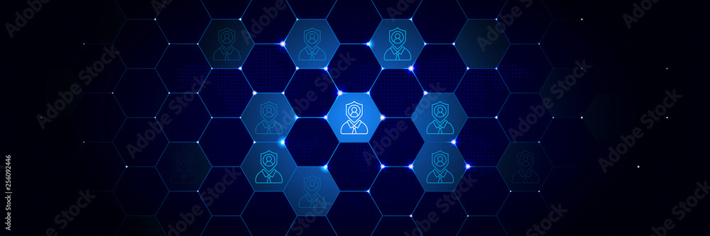Poster audit, officer icon from general data project set in the technological
