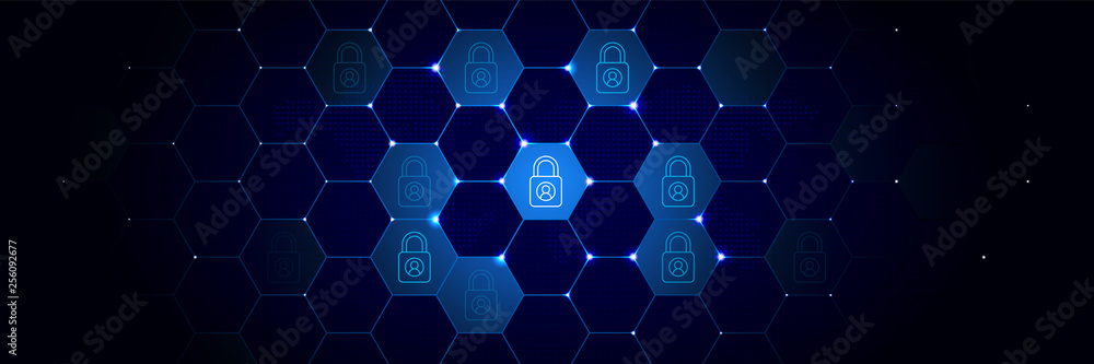 Poster data, lock icon from general data project set in the technological