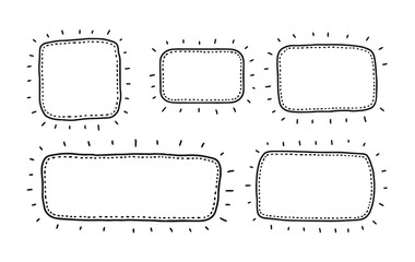 Speech Bubble set in Sketch hand drawn style. Space for quote and text. Vector illustration